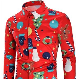 NEW Christmas print button up shirt